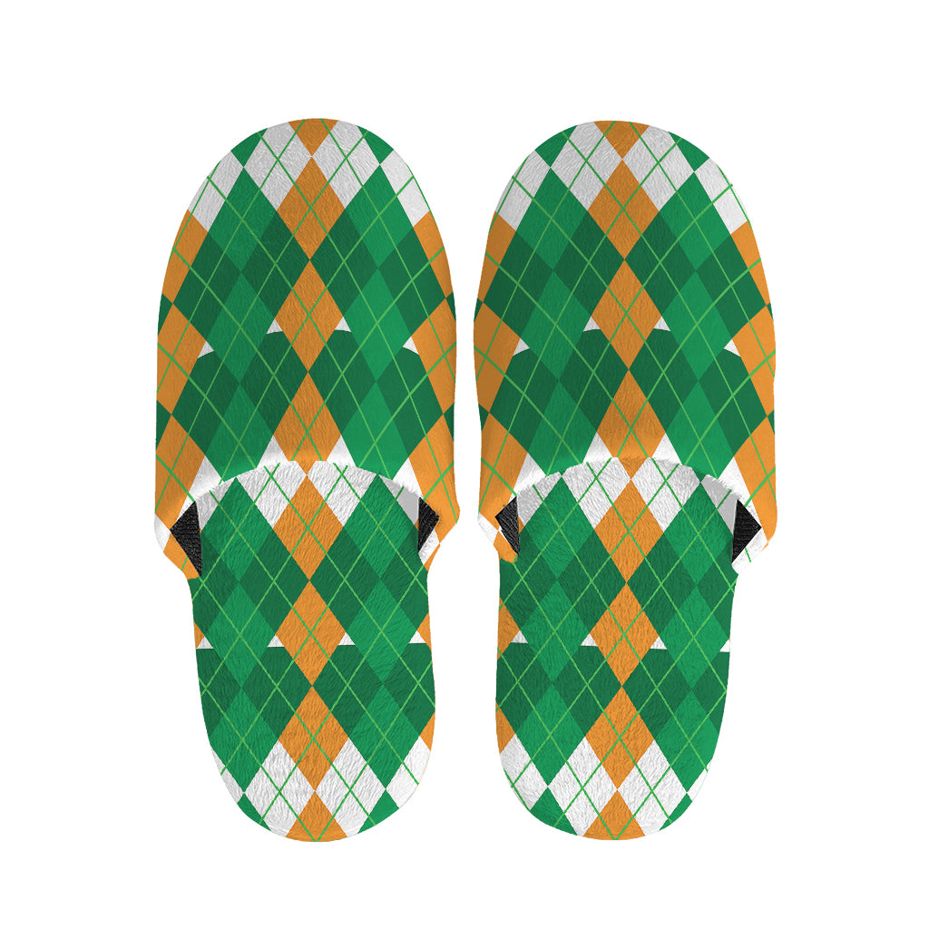 Irish Themed Argyle Pattern Print Slippers