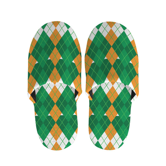 Irish Themed Argyle Pattern Print Slippers