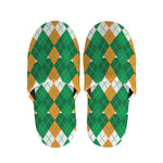 Irish Themed Argyle Pattern Print Slippers