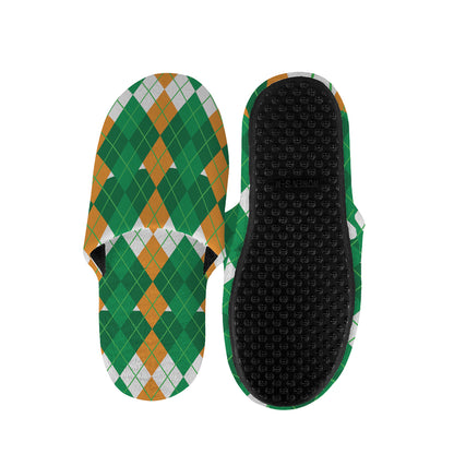Irish Themed Argyle Pattern Print Slippers