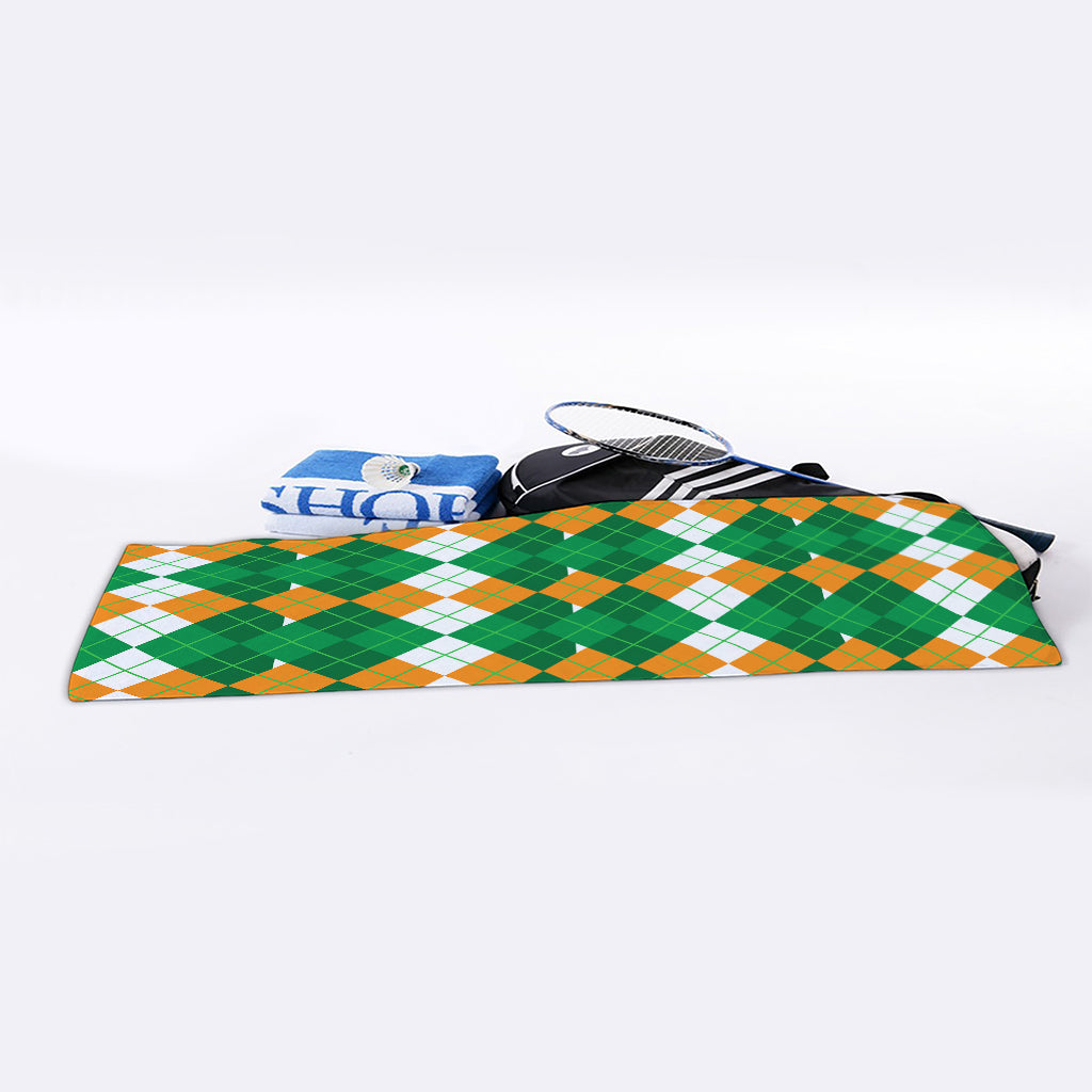 Irish Themed Argyle Pattern Print Sports Towel