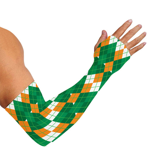 Irish Themed Argyle Pattern Print Sun Protection Arm Sleeves