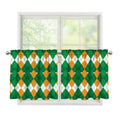 Irish Themed Argyle Pattern Print Tier Curtains