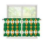 Irish Themed Argyle Pattern Print Tier Curtains