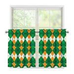 Irish Themed Argyle Pattern Print Tier Curtains