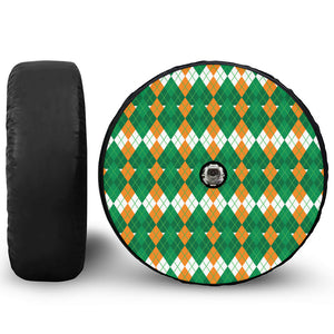 Irish Themed Argyle Pattern Print Tire Cover With Camera Hole