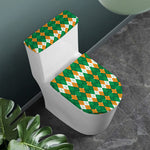Irish Themed Argyle Pattern Print Toilet Lid And Tank Cover Set