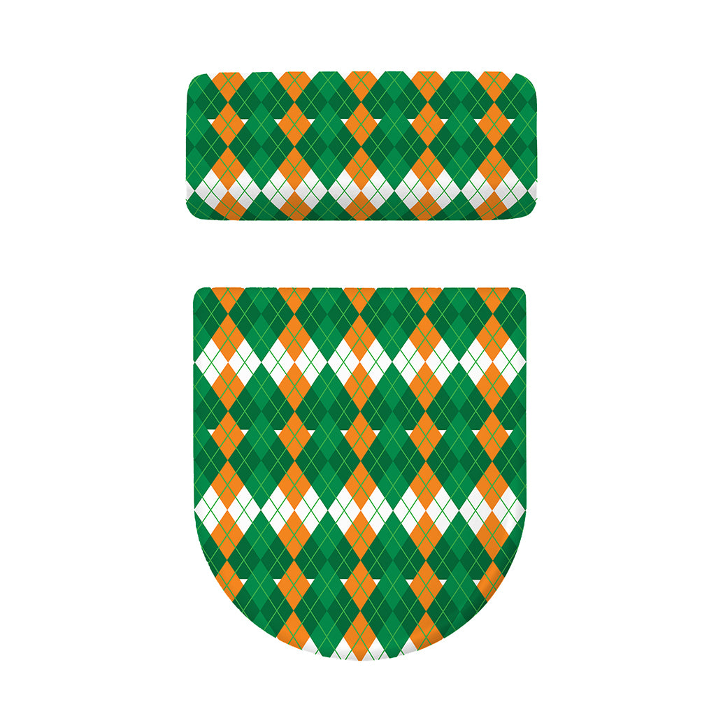 Irish Themed Argyle Pattern Print Toilet Lid And Tank Cover Set