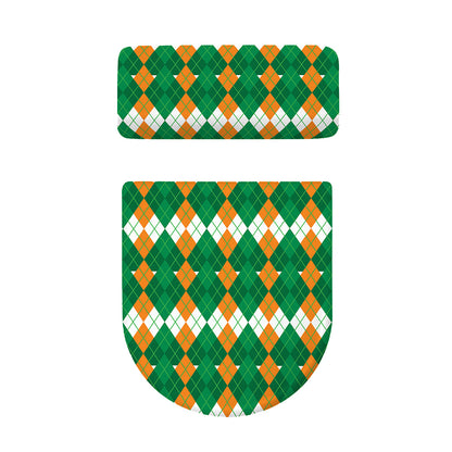 Irish Themed Argyle Pattern Print Toilet Lid And Tank Cover Set