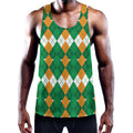 Irish Themed Argyle Pattern Print Men's Workout Tank Top