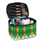 Irish Themed Argyle Pattern Print Travel Makeup Bag