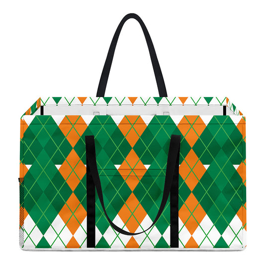 Irish Themed Argyle Pattern Print Utility Tote Bag