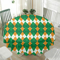 Irish Themed Argyle Pattern Print Waterproof Round Tablecloth