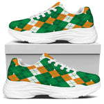 Irish Themed Argyle Pattern Print White Chunky Shoes