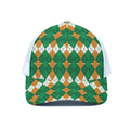 Irish Themed Argyle Pattern Print White Mesh Trucker Hat