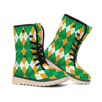 Irish Themed Argyle Pattern Print Winter Boots