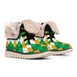 Irish Themed Argyle Pattern Print Winter Boots