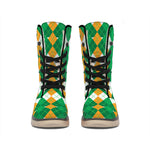 Irish Themed Argyle Pattern Print Winter Boots