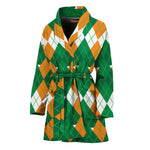 Irish Themed Argyle Pattern Print Women's Bathrobe