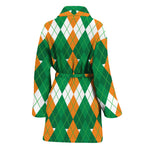 Irish Themed Argyle Pattern Print Women's Bathrobe