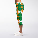 Irish Themed Argyle Pattern Print Women's Capri Leggings