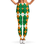Irish Themed Argyle Pattern Print Women's Leggings