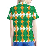 Irish Themed Argyle Pattern Print Women's Polo Shirt