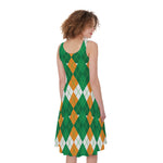 Irish Themed Argyle Pattern Print Women's Sleeveless Dress