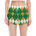 Irish Themed Argyle Pattern Print Women's Split Running Shorts