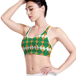 Irish Themed Argyle Pattern Print Women's Sports Bra