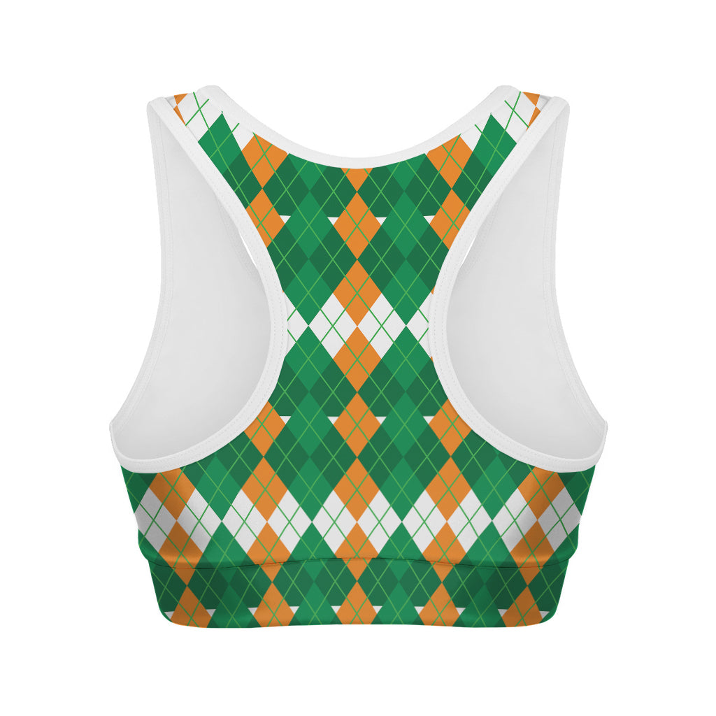 Irish Themed Argyle Pattern Print Women's Sports Bra