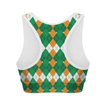 Irish Themed Argyle Pattern Print Women's Sports Bra