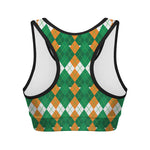 Irish Themed Argyle Pattern Print Women's Sports Bra