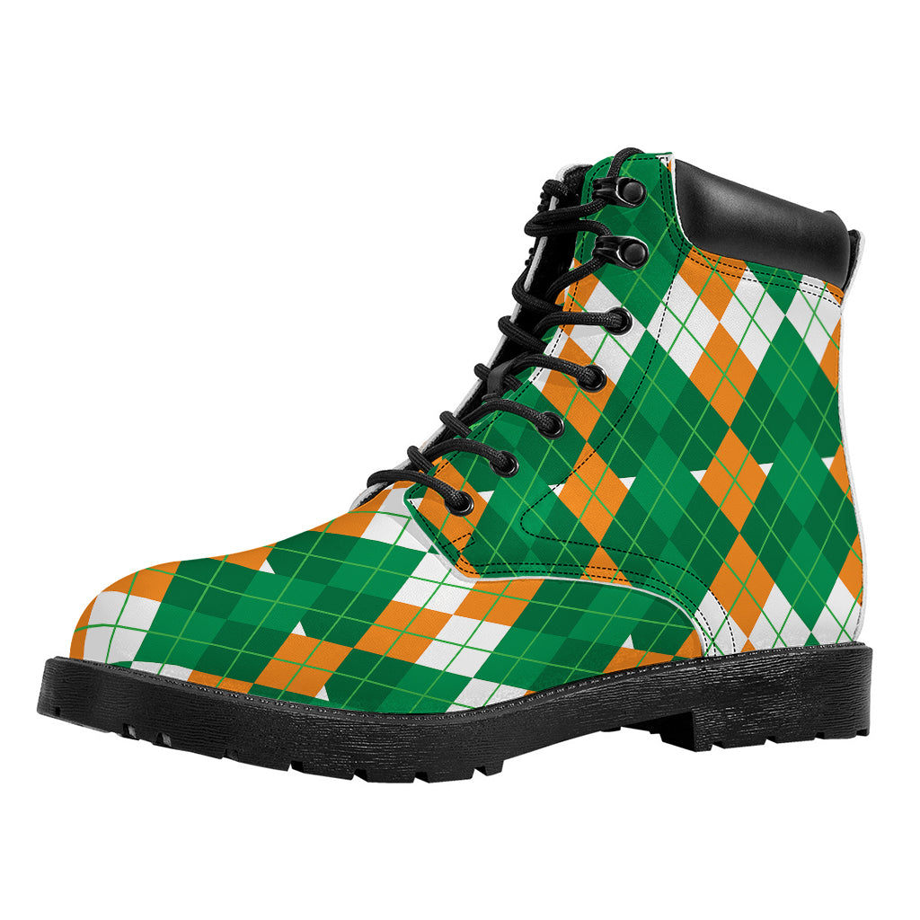 Irish Themed Argyle Pattern Print Work Boots