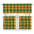 Irish Themed Plaid Pattern Print 3 Piece Kitchen Curtains