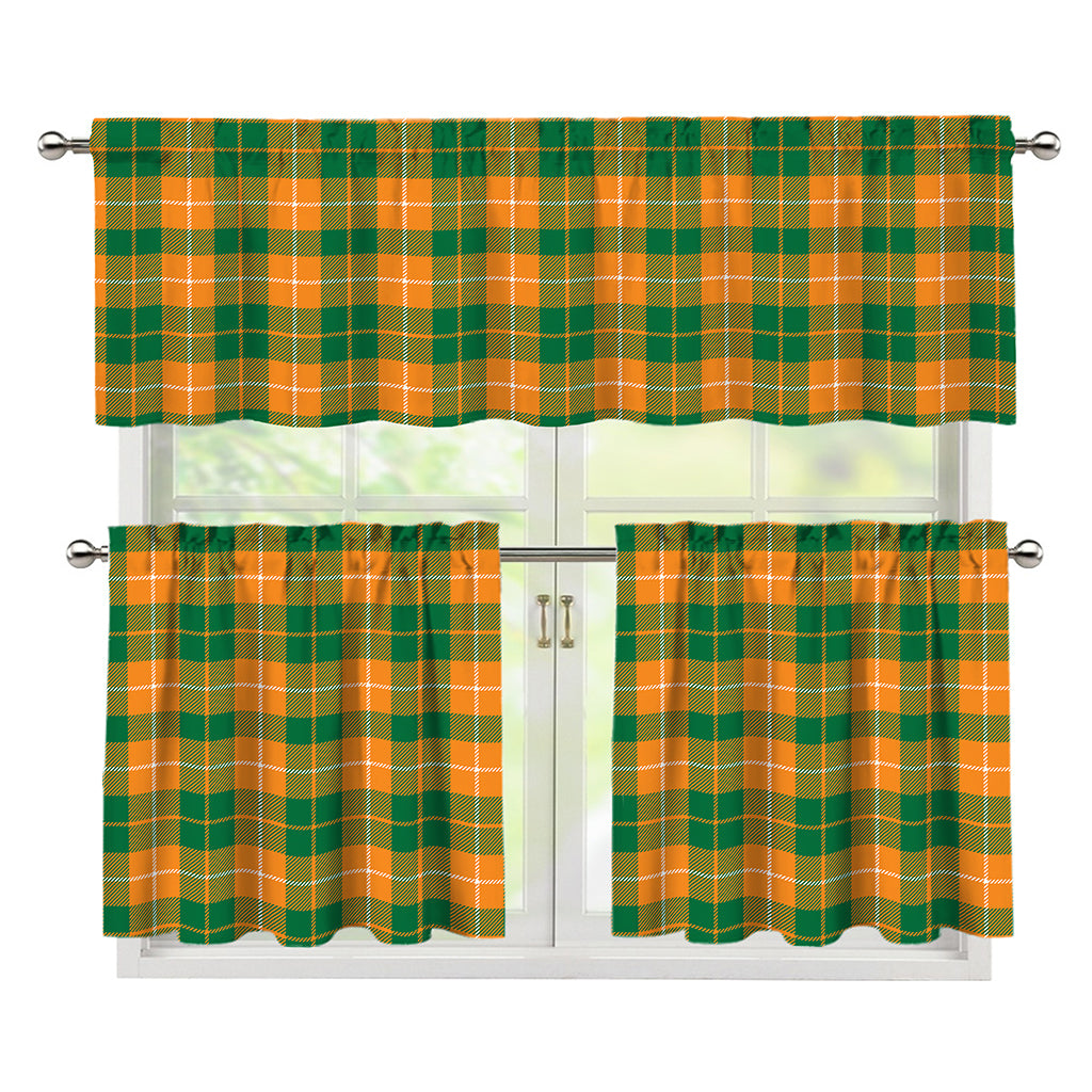 Irish Themed Plaid Pattern Print 3 Piece Kitchen Curtains