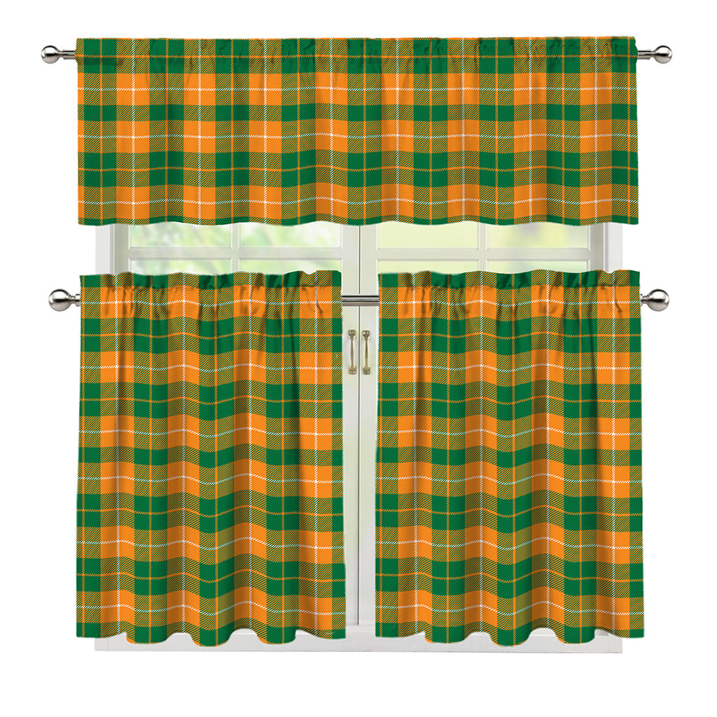 Irish Themed Plaid Pattern Print 3 Piece Kitchen Curtains