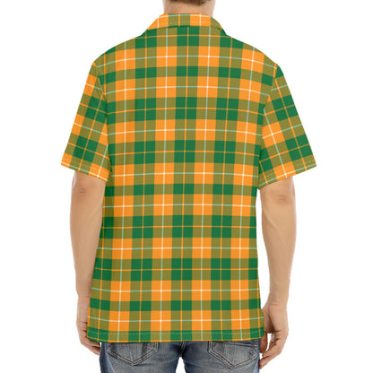 Irish Themed Plaid Pattern Print Aloha Shirt