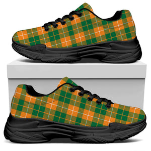 Irish Themed Plaid Pattern Print Black Chunky Shoes