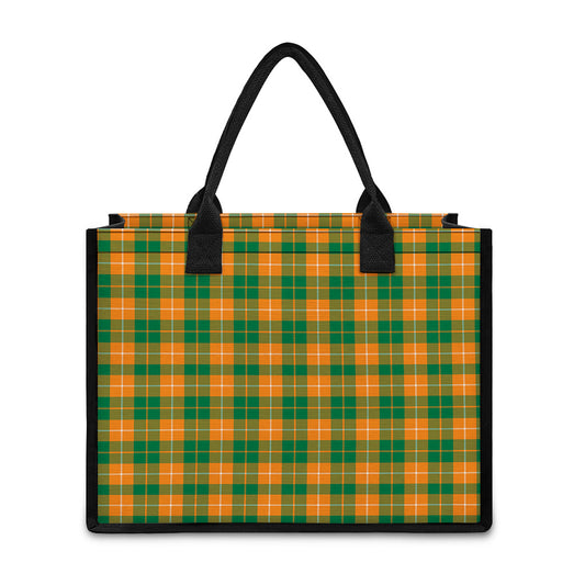 Irish Themed Plaid Pattern Print Canvas Tote Bag