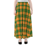 Irish Themed Plaid Pattern Print Chiffon Maxi Skirt