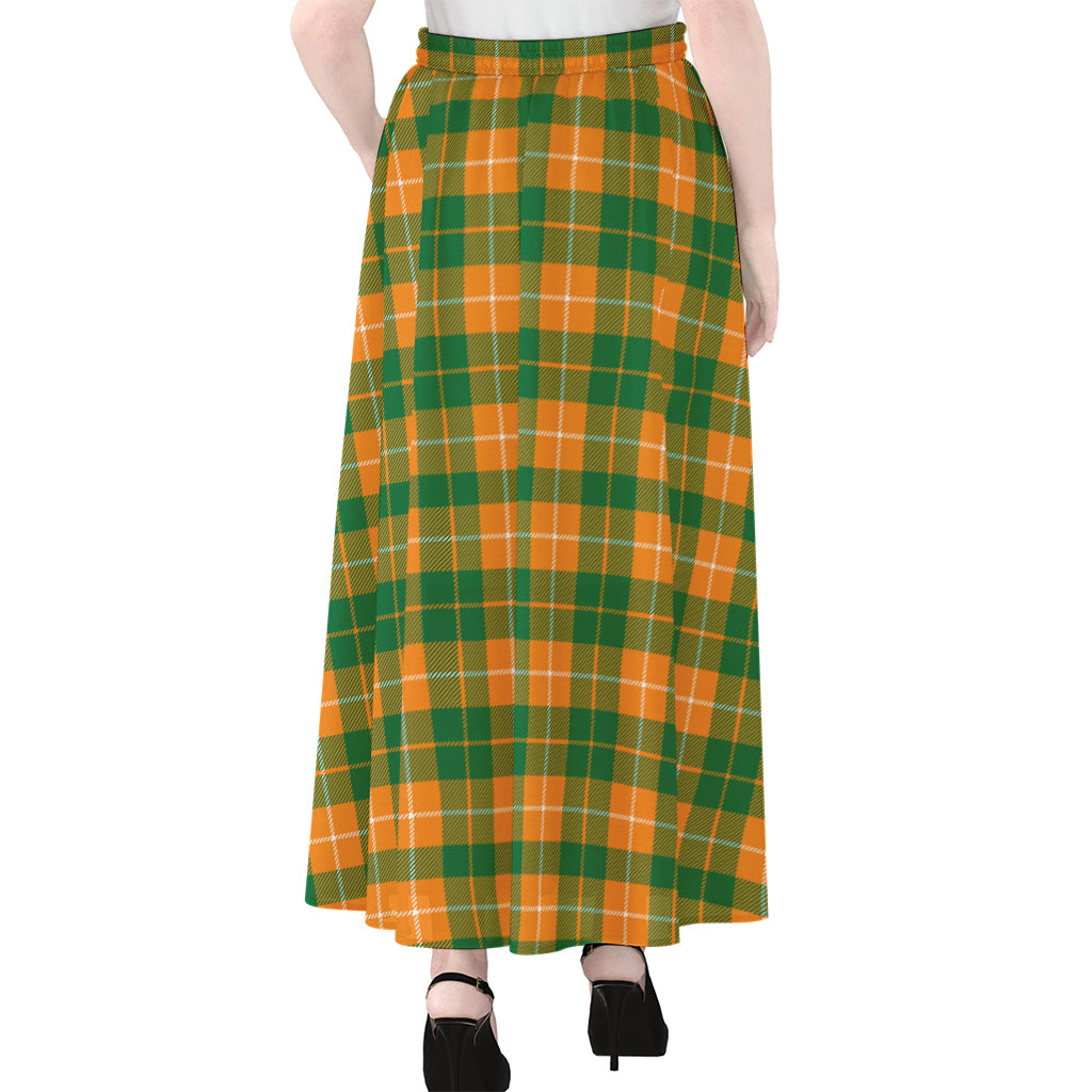 Irish Themed Plaid Pattern Print Chiffon Maxi Skirt