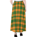 Irish Themed Plaid Pattern Print Chiffon Maxi Skirt