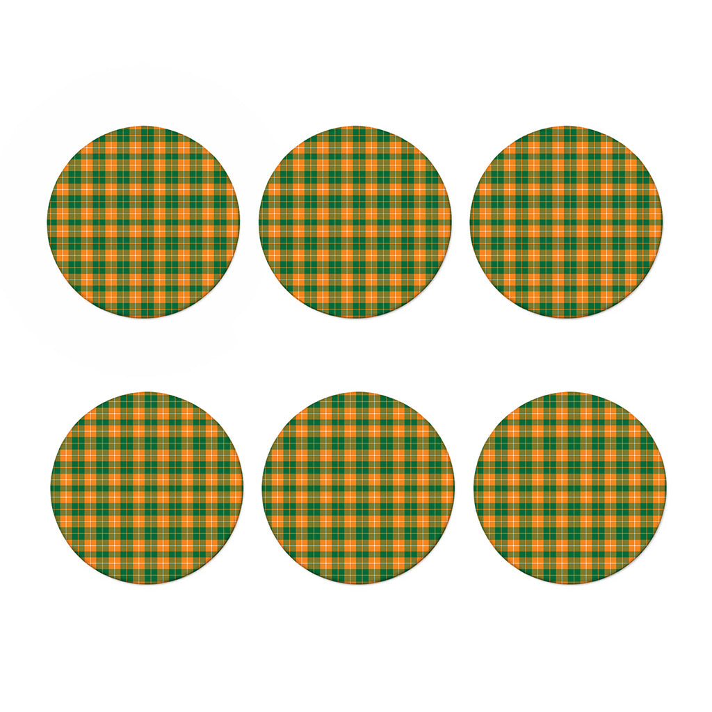Irish Themed Plaid Pattern Print Coaster Set