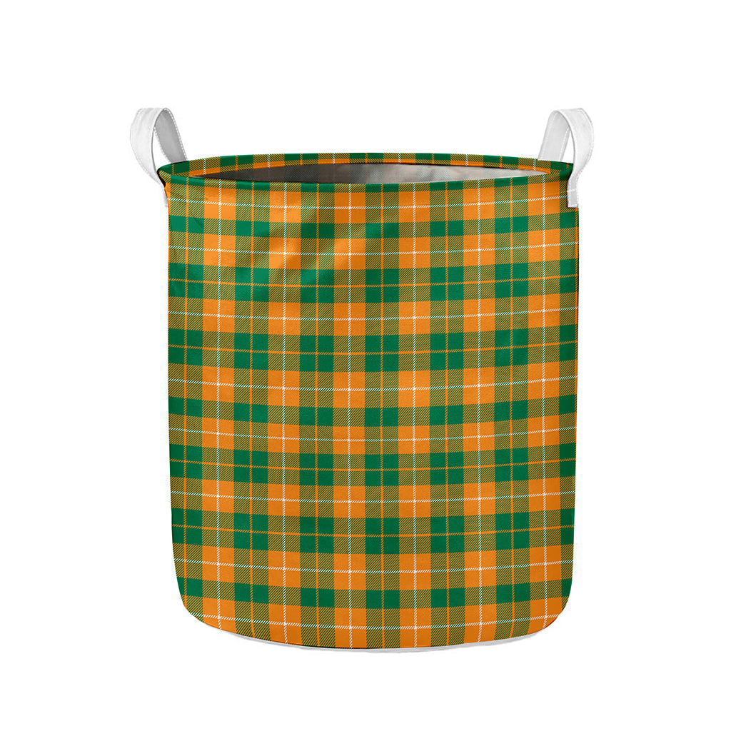 Irish Themed Plaid Pattern Print Collapsible Laundry Basket