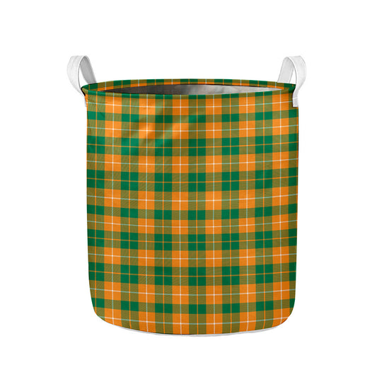 Irish Themed Plaid Pattern Print Collapsible Laundry Basket