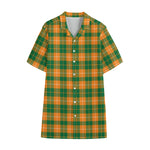 Irish Themed Plaid Pattern Print Cotton Hawaiian Shirt