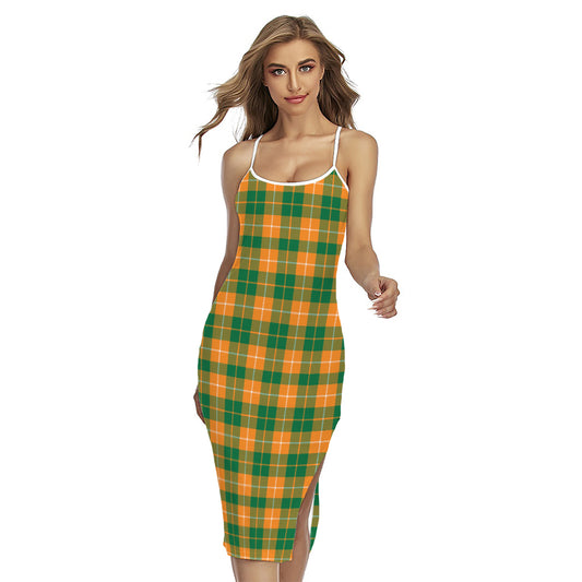 Irish Themed Plaid Pattern Print Cross Back Cami Dress