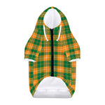 Irish Themed Plaid Pattern Print Dog Zip Up Hoodie