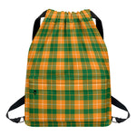 Irish Themed Plaid Pattern Print Drawstring Backpack